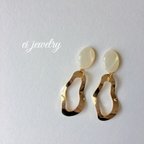 作品shell cabochon earrings