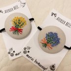 作品【送料無料】くるみボタン 刺繍 ヘアゴム ◎ フラワーブーケ