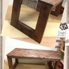 作品★Antiqueエイジング加工♪90㎝テーブル♪