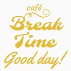 作品【break time】ゴールド＊ぷっくりポップな英字のウォールステッカー＊カフェなお家作りに♪
