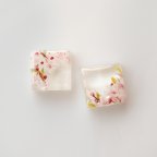 作品‪꒰ 受注製作 ꒱　　square cherry blossom　　イヤリング・ピアス