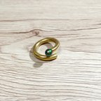 作品Brass Open Ring w/Crystal Pearl（リングサイズ15号）