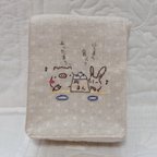 作品こぶた刺繍　紙袋ポーチ