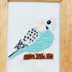 作品☆セキセイインコ　刺繍枠☆