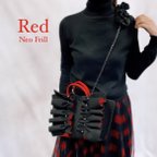 作品送料無料♡限定色　ネオフリルバッグblack✖️Red  ショルダーバッグ