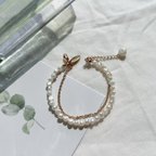 作品pearl×chain bracelet