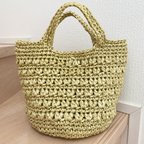 作品【送料無料】模様編みが可愛い　ビニールテープ　バッグ