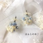 作品♡人気♡アンティークブルーのかすみ草 miniイヤリング/ピアス 春〜夏