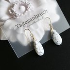 作品14kgf 天然石デンドライトオパール＊ Drop Dendrite＊pierced earrings 