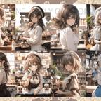 作品デザインペーパー　CAFE GIRL　コラージュシート