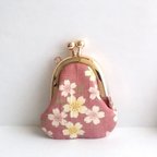 作品小さいがま口：豆姫：littlie purse 418：ちっちゃながま口：かわいいがまぐち：小さな財布：桜,桜吹雪,お花見,cherry blossom