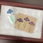 作品菖蒲の消しゴムはんこ