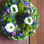 作品受注制作 M size order-made preserved flowers wreath リース (約20cm～25cm)