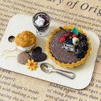 作品ミニチュア　スイーツ　⭐︎　チョコタルトケーキセット　⭐︎