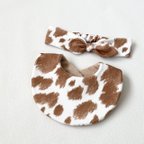 作品【特集掲載】reversible bib&hair band   ” animal cow柄  “