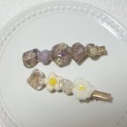 作品レジンヘアクリップ⚜️フラワー💜