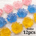 作品【cbtt3195acrc】【3color 12pct】peony flower  cabochon　カボション・貼り付け・デコ・花・フラワー・ピアス・イヤリング・ネックレス