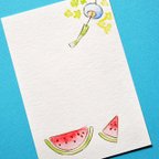 作品手描き水彩画ポストカード　スイカ・かき氷  /各1枚ずつ、2枚1組