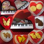 作品グランドピアノの貼り箱に音符と楽器のクッキー６種類詰め合わせ(^^♪