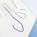 作品ネイビー ブルー KABURU 留め具のないかぶるタイプのガラスビーズネックレス  80