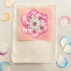 作品和紙の花 紙刺繍カード （ピンク）