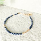 作品《 9月誕生石　サファイア》　アシンメトリーブレスレット　14Kgf　bracelet sapphire