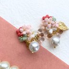 作品【桜花爛漫】桜　ふんわり刺繍糸のお花　さくらのピアス/イヤリング　母の日