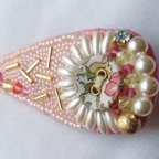 作品ビーズ刺繍 ヘアクリップ Pinkflower✾