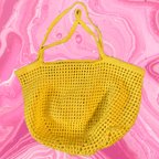 作品【square bottom knit bag】yellow