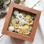 作品【order】 square wood flowerframe  感謝のきもちをこめて　ドライフラワー　フラワーボックス　ご両親贈呈品 　ギフト