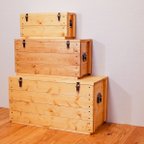作品天然木のトランク　収納ボックス　木箱　Mサイズ