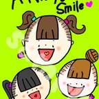 作品Always smile イラスト✨Happy girls 👧🏻👧🏼👧🏽