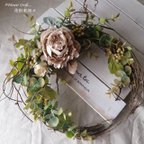 作品◆ベージュのローズのリース◆造花・リース・アーティフィシャルフラワー・花倶楽部 