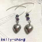 作品［Powerstone］ Sapphire, Amethyst & Karen Silver bells earrings