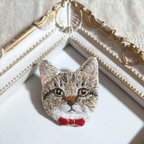 作品キジトラ猫の刺繍ブローチ　猫　刺繍　ブローチ