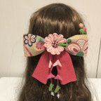 作品ピンクのマーガレット花のリボンの髪飾りセット（卒業式・袴・ちりめん細工）