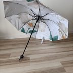作品日傘 雨傘 折りたたみ傘 ３つ折り傘 骨8本 リボン付き 晴雨兼用 完全遮光 UVカット UPF50 マルチカラー3