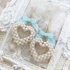 作品＊Silky pearl ×Coeur ouvert＊ミントブルー ピアス イヤリング