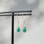 作品14kgf グリーンオニキス - Green Onyx Pierce / Earring