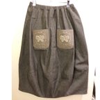 作品コットンブラウンデニムの柔らかバルーンスカート ミナペルホネンファブリックのポケット付き forest wing