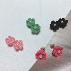 作品ミニつまみ細工の花ピアス