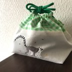 作品【送料無料】ワオキツネザルとゾウの刺繍  お弁当袋