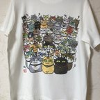 作品[Mサイズ]猫盛りだくさんオーガニックコットンTシャツ_白