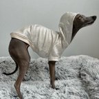 作品オーダー犬服 メタルシルバー パーカー まさかのオーガニックコットン