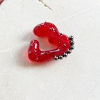 作品small HEART earcuff ( Pop red arrange )//イヤーカフ　