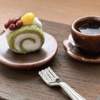 作品ミニチュア抹茶ロールケーキセット　受注制作