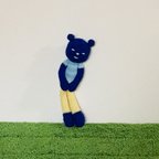 作品苔田かえる作‼️青色の居眠りクマのあみぐるみ