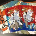 作品和風猫・江戸にゃんシリーズポストカード&シール2枚セット