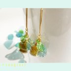 作品シーグラスの果実　ロングピアス／イヤリング【seaglass】