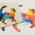 作品オリジナルデザイン　猫　ネコ　パスケース　定期入れ　カードケース　ネームホルダー